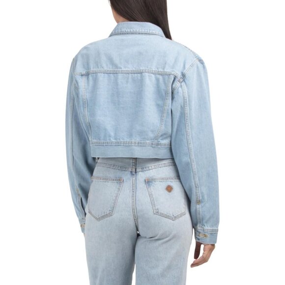 Re/Done Cropped Tucker Denim Jacket in Airy Indigo , Size Medium, NWT New - Picture 2 of 2